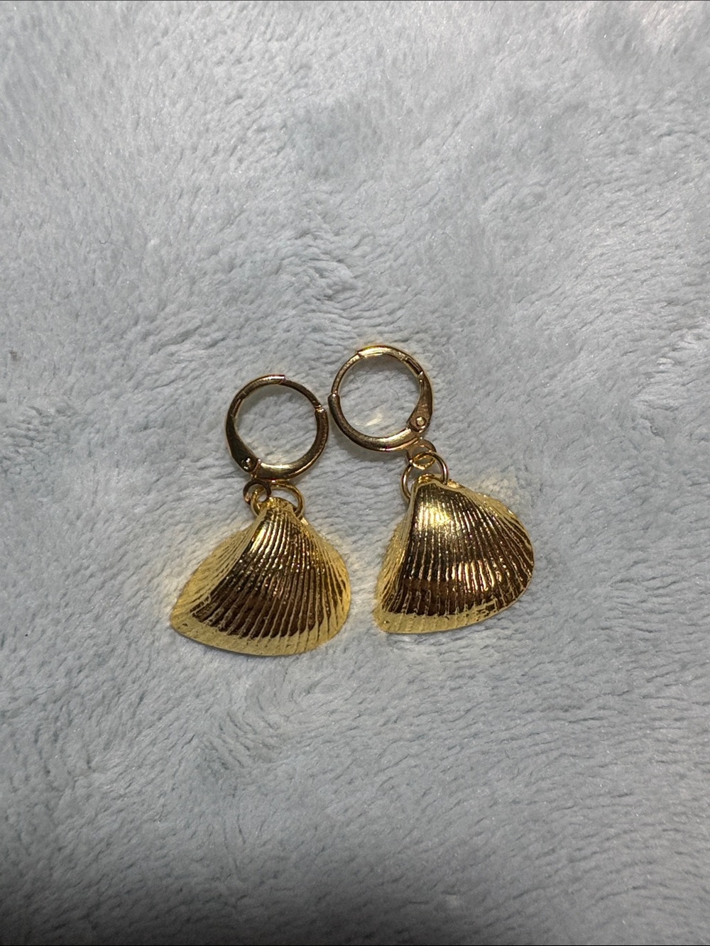 Gold Seashell Hoop Drop Earrings for Women